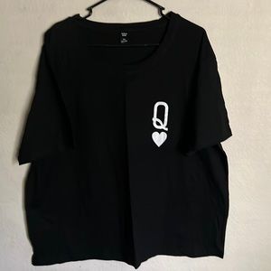 Fashion t-shirt. Brand is SHEIN. Size 3X. Black with white Q 🤍 in top left.